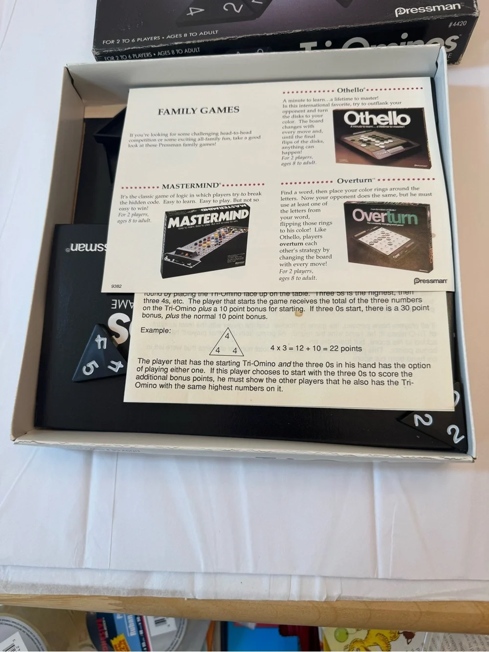 Pressman Tri-Ominos Classic Triangular Domino Game - excellent; clean